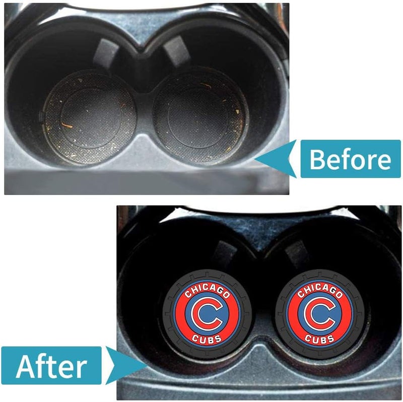 WiiFiive Car Cup Holder Coasters for Chicago Cubs Baseball Fans, Cubs Car Coasters for Cup Holder Insert Silicone Non-Slip - Image 5